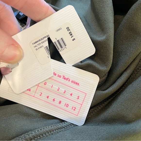 TED BAKER Pikaa Halter Olive Green One-Piece Swimsuit - Picture 8 of 9